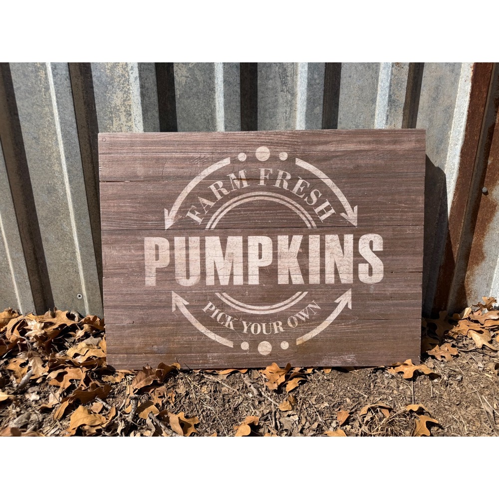 Farm Fresh Pumpkins Rustic Wood Wall Sign Fall Autumn Farmhouse Decor Brown